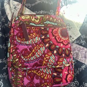 Vera Bradley Vibrant Pink and Green Crossbody Bag